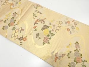 流水に鳳凰・花・古典柄織り出し　袋帯